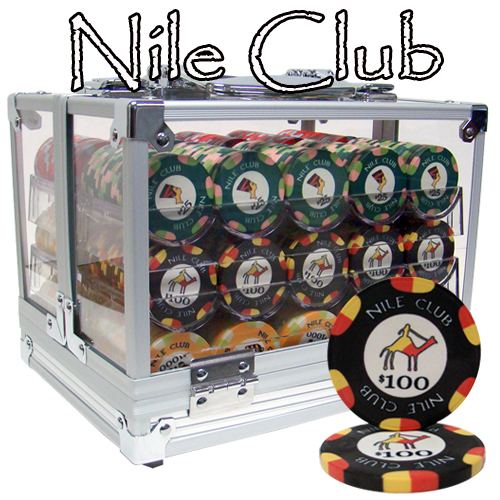 600 Ct Custom Breakout Nile Club Poker Chip Set - Acrylic Case