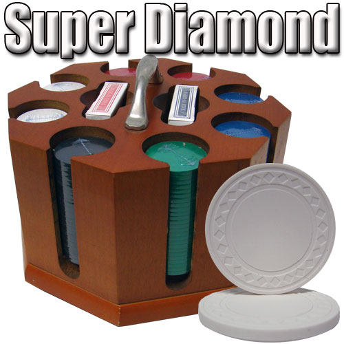 Standard 200 Ct Super Diamond Poker Chip Set Wooden Carousel