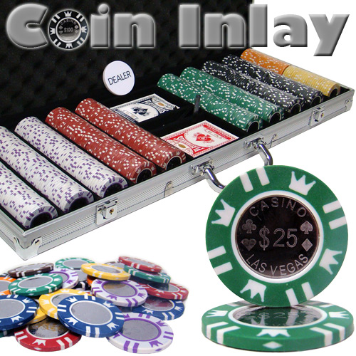 500 Count Aluminum Pre-Packaged - Coin Inlay 15 Poker Chip Set