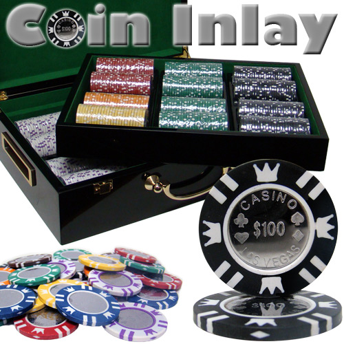 500 Count Hi Gloss Set Pre-Packaged - Coin Inlay 15 Gram Poker Chips
