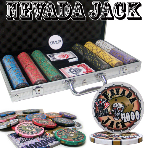 Pre-Packaged 300 Ct Nevada Jack 10 Gram Poker Chip Set - Aluminum