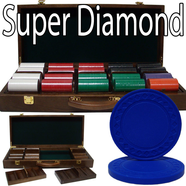 Custom Breakout 500 Ct Super Diamond Poker Chip Set - Walnut