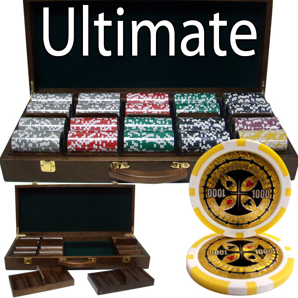 500 Count - Pre-Packaged - Poker Chip Set - Ultimate 14 G - Walnut Case