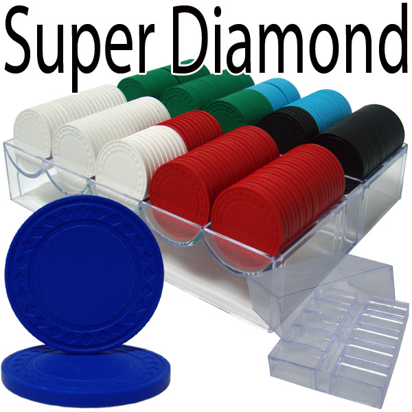 Standard 200 Ct Super Diamond Poker Chip Set Acrylic Tray