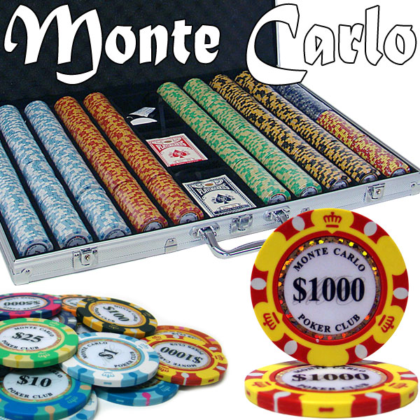 Pre-Pack - 1000 Ct Monte Carlo Poker Chip Set Aluminum Case
