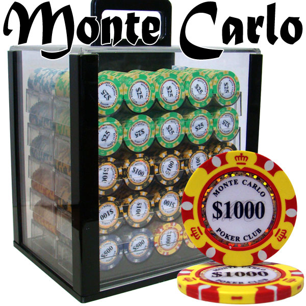 Pre-Pack - 1000 Ct Monte Carlo Poker Chip Set Acrylic Case