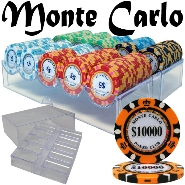 Pre-Pack - 200 Ct Monte Carlo Poker Chip Set in Acrylic Tray Case