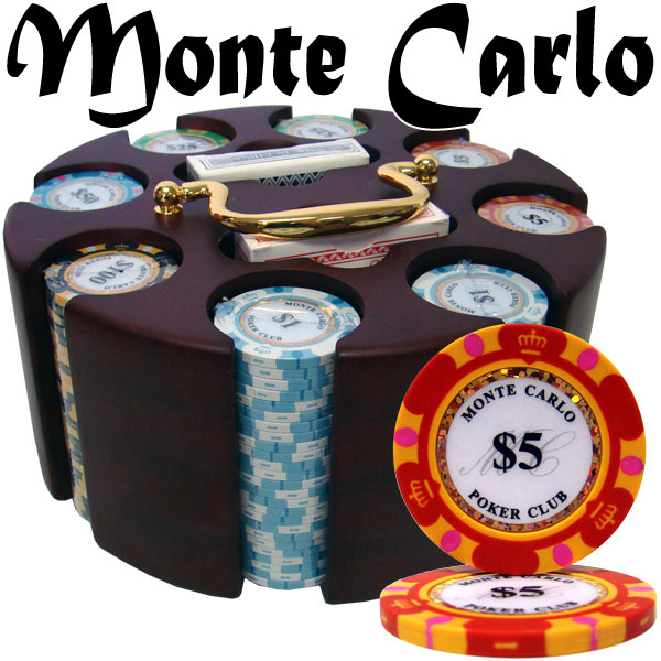 Pre-Pack - 200 Ct Monte Carlo Poker Chip Set in Wooden Carousel