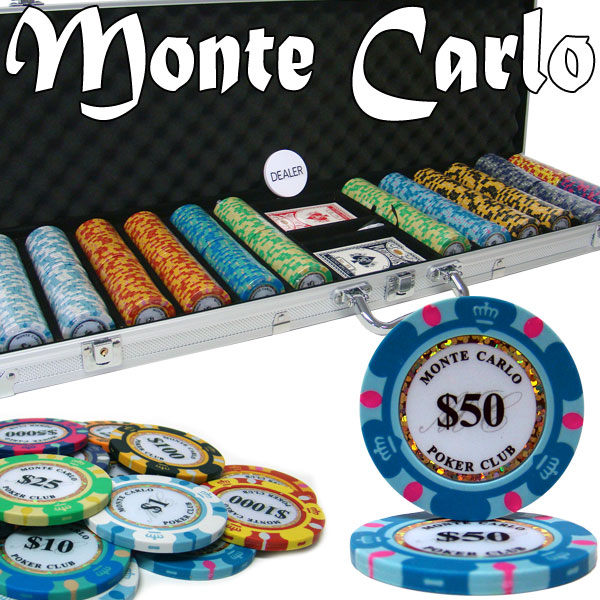 Pre-Pack - 600 Ct Monte Carlo Poker Chip Set Aluminum Case