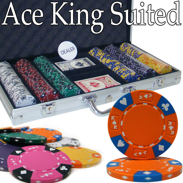 Pre-Pack - 300 Ct Ace King Suited Poker Chip Set Aluminum Case