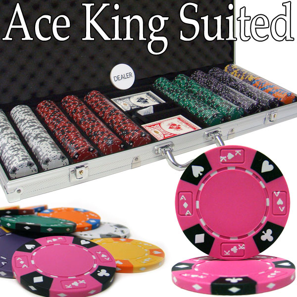 Custom - 500 Ct Ace King Suited Poker Chip Set Aluminum Case