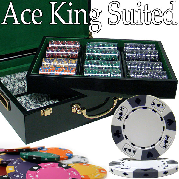 Custom - 500 Ct Ace King Suited Poker Chip Set Hi Gloss Case