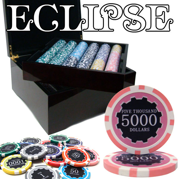 750 Ct Pre-Packaged Eclipse 14G Poker Chip Set - Mahogany