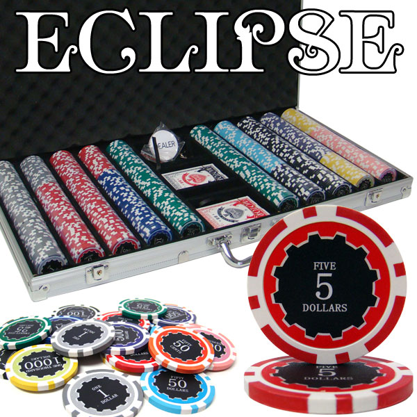 750 Ct Custom Breakout Ct Eclipse 14G Poker Chip Set - Aluminum