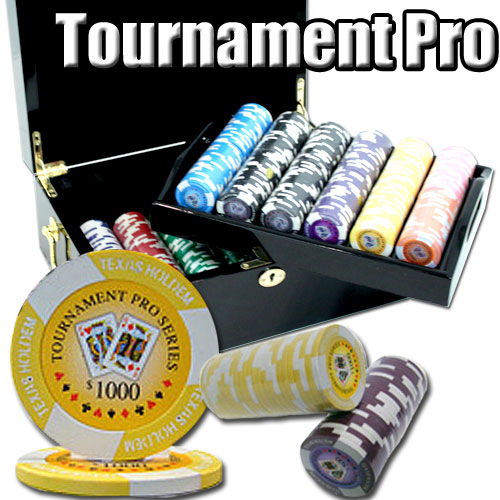 500 Count - Pre-Packaged - Poker Chip Set - Tournament Pro 11.5G - Mahogany