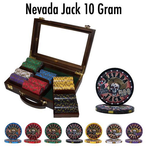 Pre-Packaged 300 Ct Nevada Jack 10 Gram Poker Chip Set - Walnut