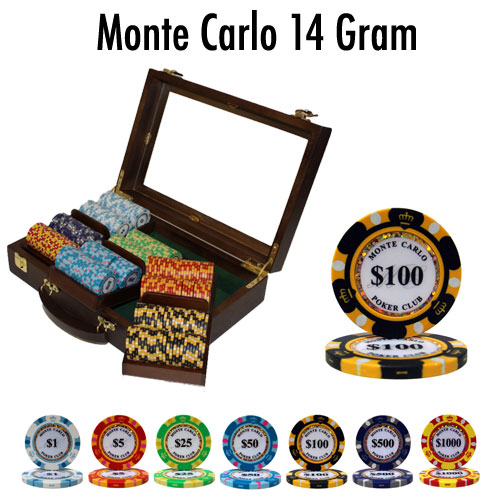 Custom - 300 Ct Monte Carlo Poker Chip Set Walnut Case