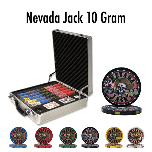 500 Count - Pre-Packaged - Poker Chip Set - Nevada Jack 10 G - Claysmith