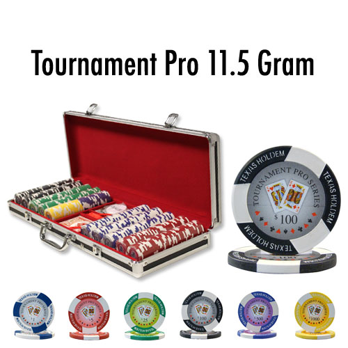 500 Count - Pre-Packaged - Poker Chip Set - Tournament Pro 11.5G Black Aluminum