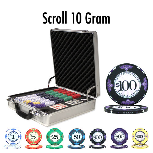 500 Count - Pre-Packaged - Poker Chip Set - Scroll 10 G - Claysmith