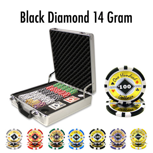 500 Count - Pre-Packaged - Poker Chip Set - Black Diamond 14 G - Claysmith