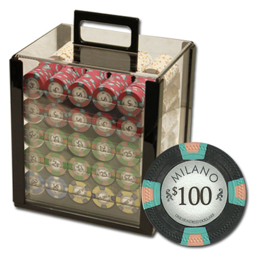 1000Ct Claysmith Gaming Milano Poker Chip Set in Acrylic Case