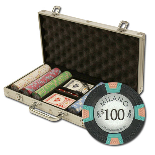 300Ct Custom Claysmith Gaming Milano Poker Chip Set in Aluminum