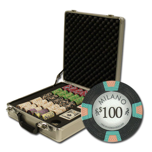 500Ct Custom Claysmith Gmaing Milano Poker Chip Set in Claysmith