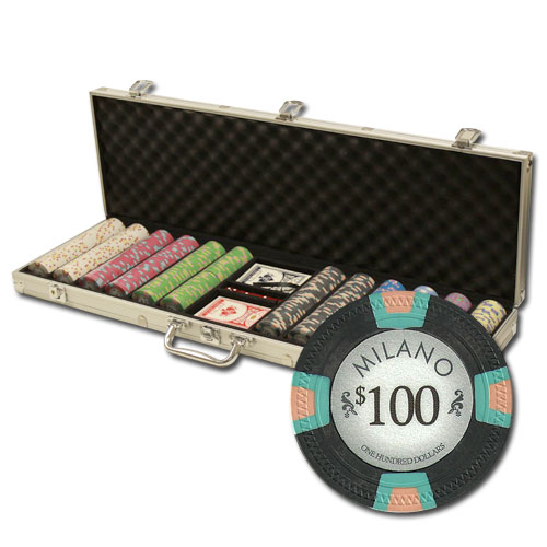 600Ct Custom Claysmith Gaming Milano Poker Chip Set in Aluminum