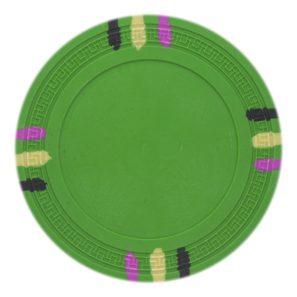 Roll of 25 - Green Blank Claysmith 12 Stripe Poker Chip - 13
