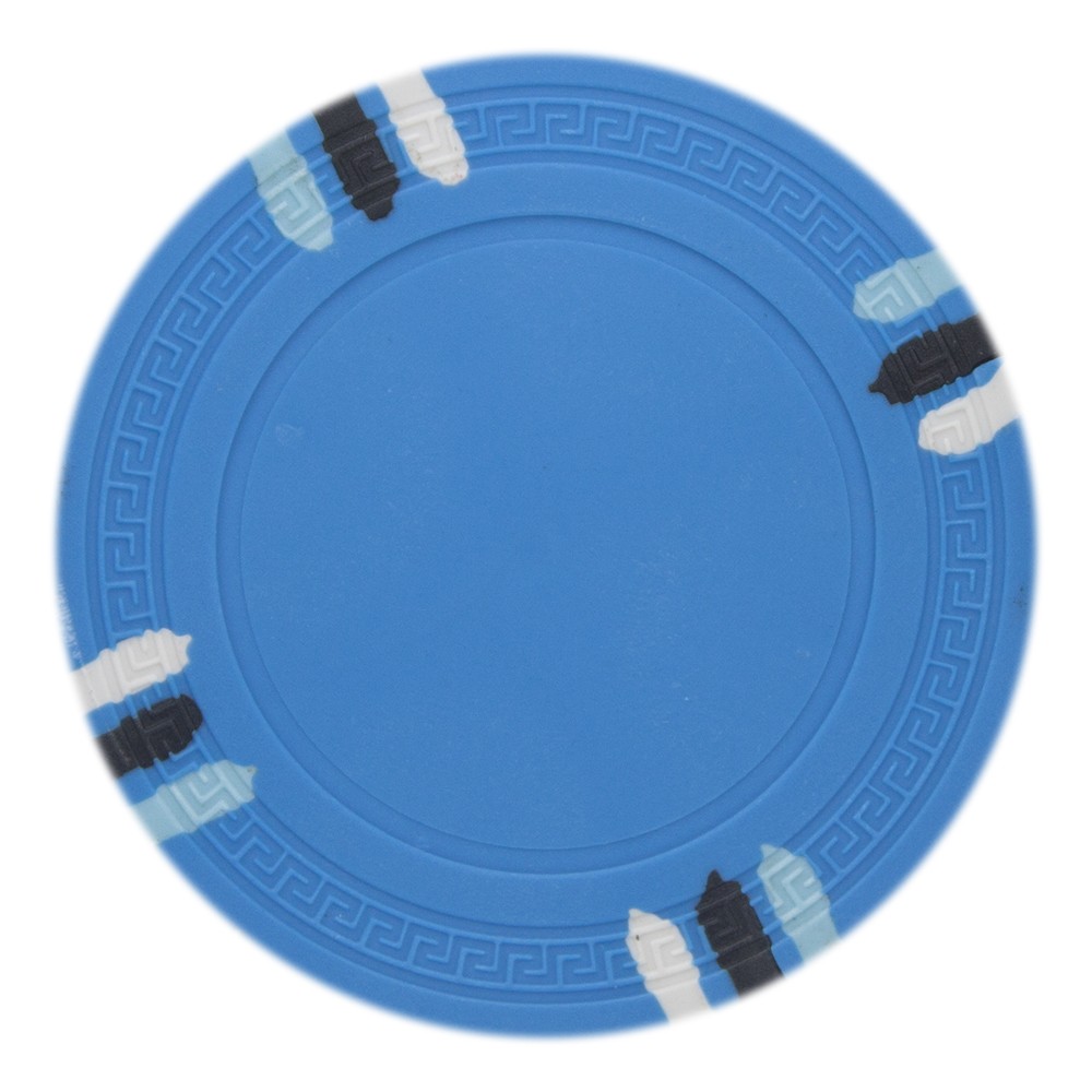 Roll of 25 - Light Blue Blank Claysmith 12 Stripe Poker Chip