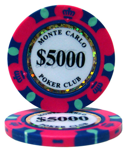 Roll of 25 - $5,000 Monte Carlo 14 Gram Poker Chips