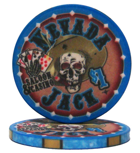 Roll of 25 - $1 Nevada Jack 10 Gram Ceramic Poker Chip