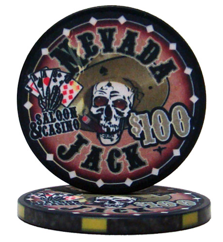 Roll of 25 - $100 Nevada Jack 10 Gram Ceramic Poker Chip