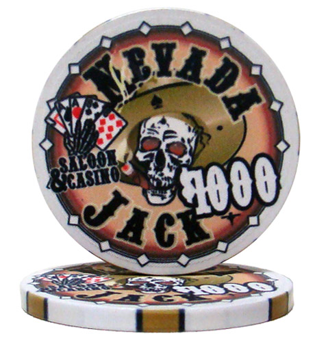 Roll of 25 - $1000 Nevada Jack 10 Gram Ceramic Poker Chip