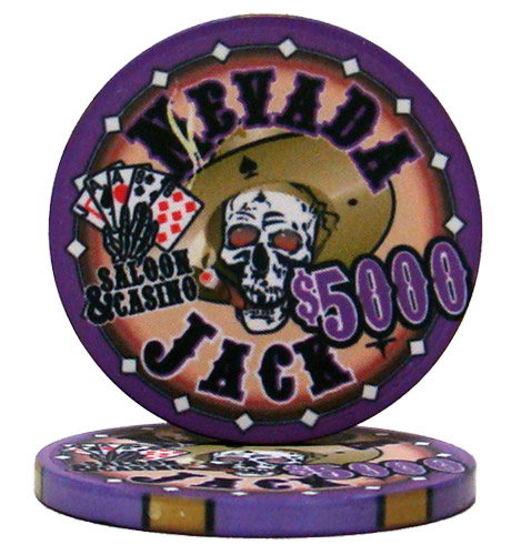 Roll of 25 - $5000 Nevada Jack 10 Gram Ceramic Poker Chip