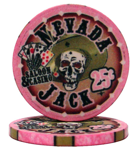 Roll of 25 - .25¢ (cent) Nevada Jack 10 Gram Ceramic Po