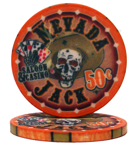 Roll of 25 - .50¢ (cent) Nevada Jack 10 Gram Ceramic Po