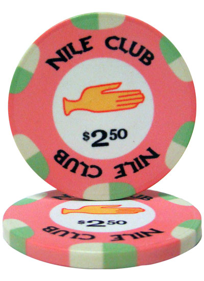 Roll of 25 - $2.50 Nile Club 10 Gram Ceramic Poker Chip