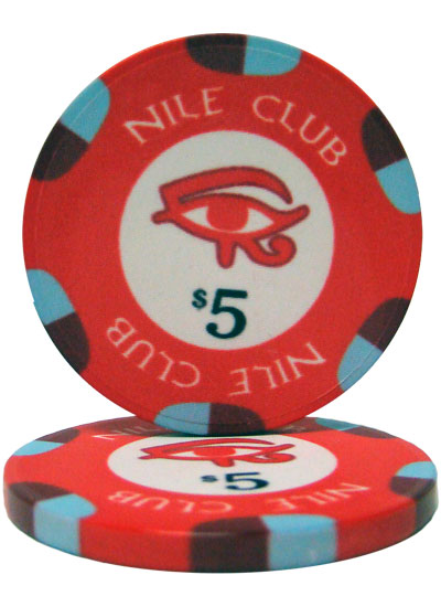Roll of 25 - $5 Nile Club 10 Gram Ceramic Poker Chip
