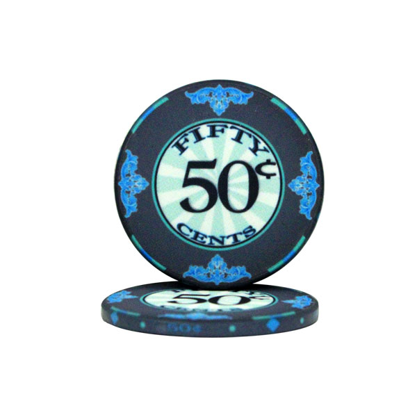 Roll of 25 - .50¢ (cent) Scroll 10 Gram Ceramic Poker C
