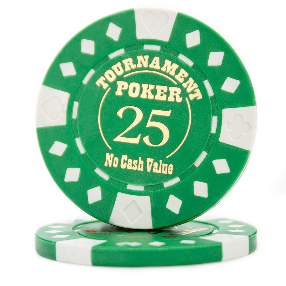 Roll of 25 - Green - Tournament Hot Stamp Poker Chips 12.5g