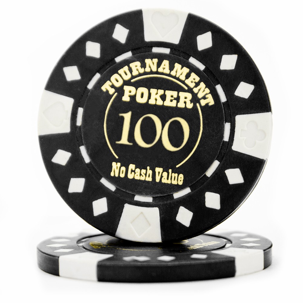 Roll of 25 - Black - Tournament Hot Stamp Poker Chips 12.5g