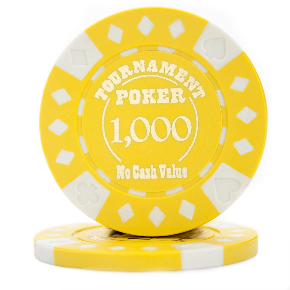 Roll of 25 - Yellow - Tournament Hot Stamp Poker Chips 12.5g