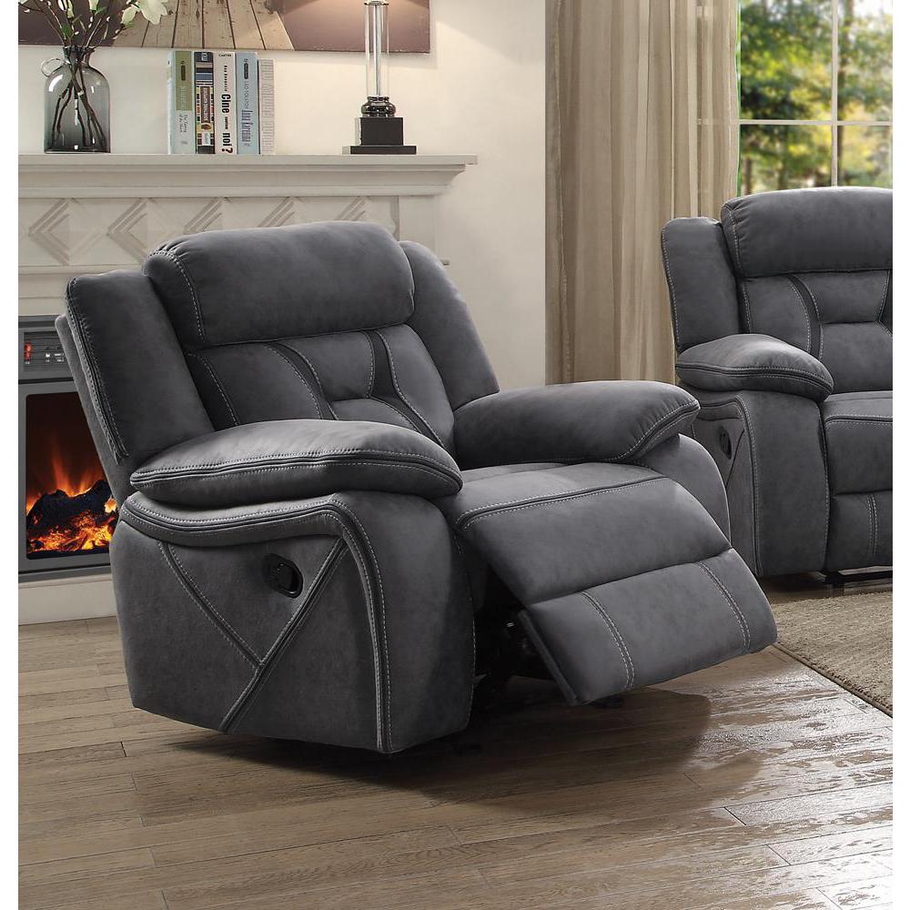 Higgins Overstuffed Upholstered Glider Recliner Grey