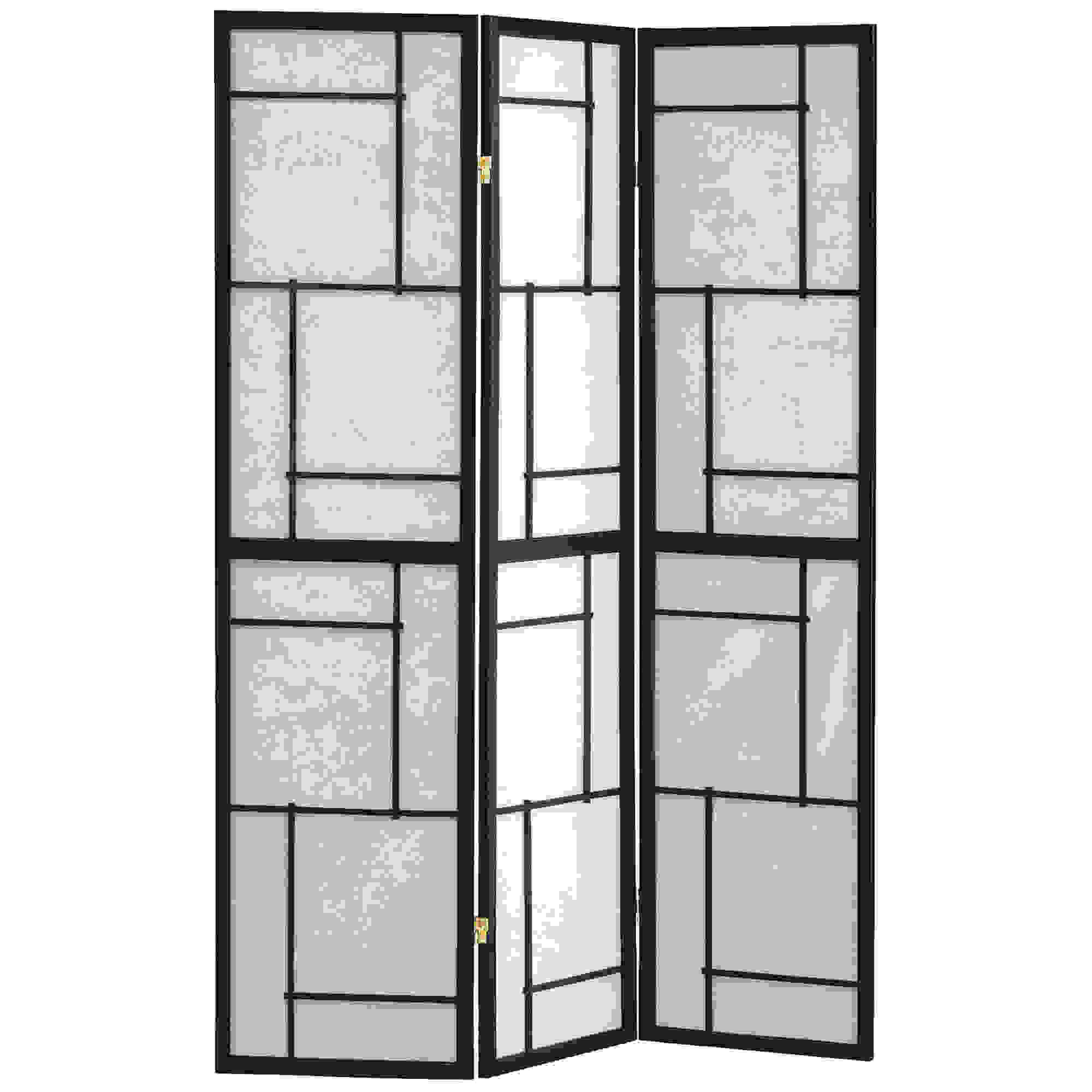 Katerina 3-Panel Folding Floor Screen Black And White