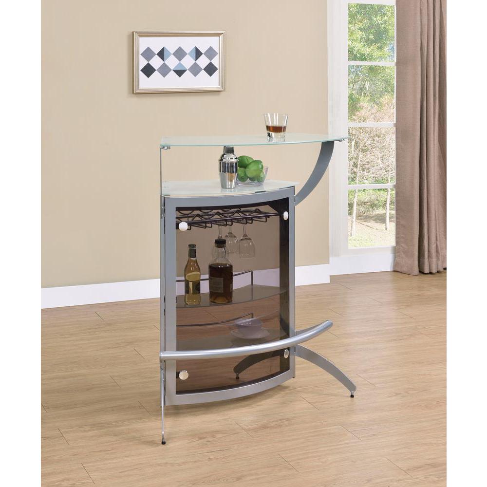 Dallas 2-Shelf Bar Unit Silver And Frosted Glass