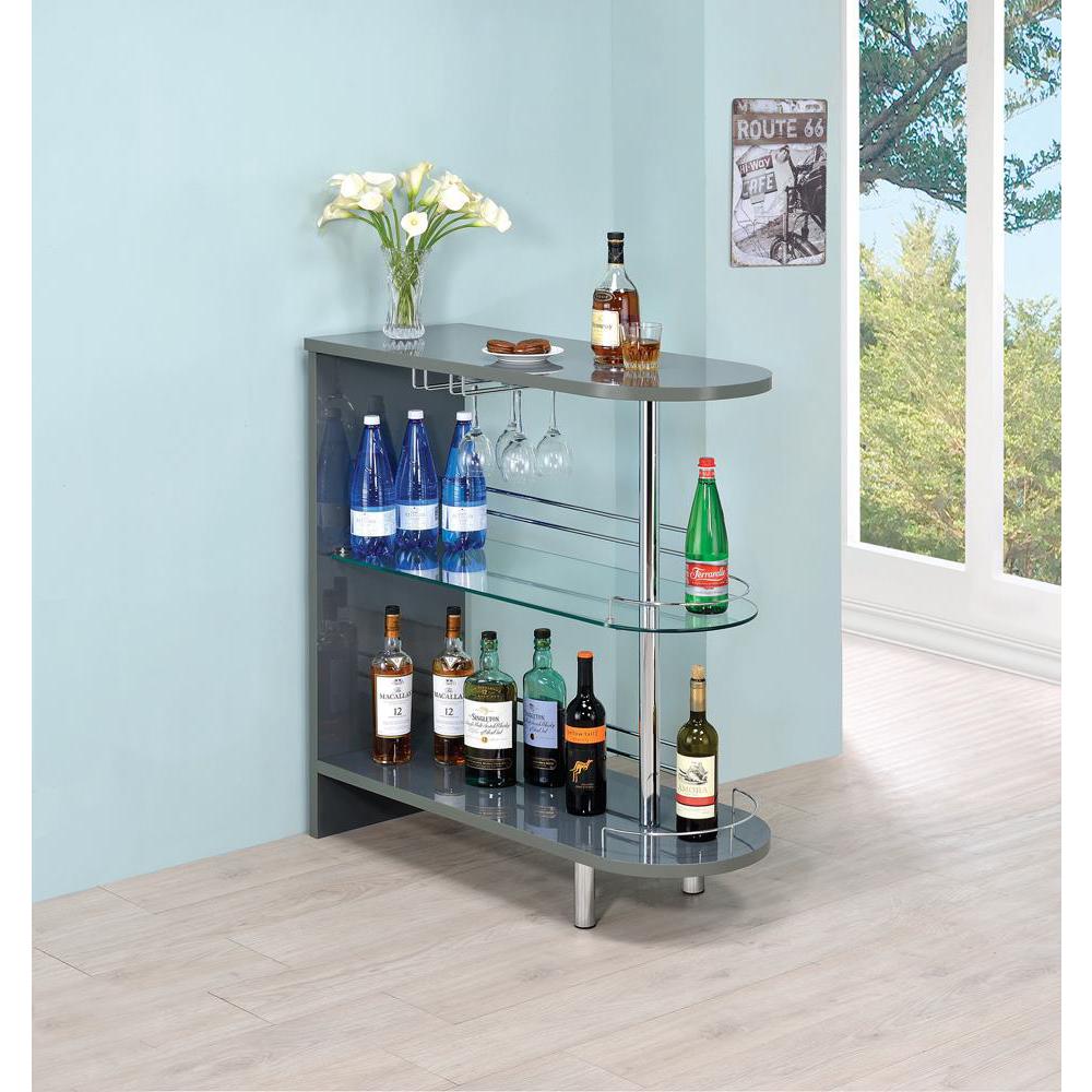 Adolfo 3-Tier Bar Table Glossy Grey And Clear