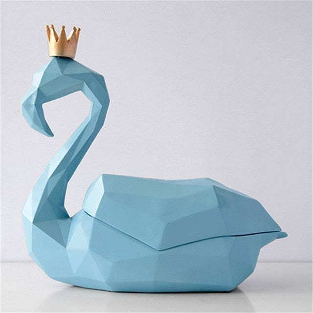 Swan Tissue Box Cover Blue