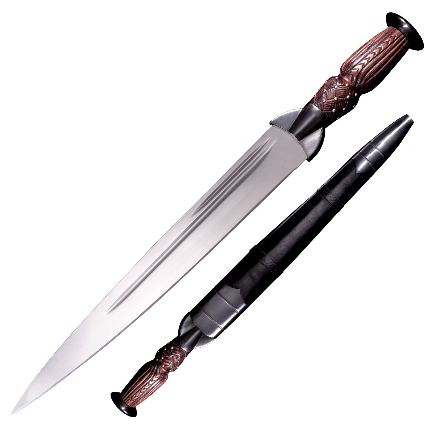 Scottish Dirk, Rosewood Handle w/Leather Scabbard